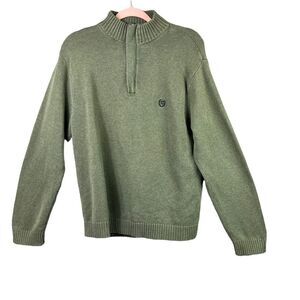 Chaps by Ralph Lauren Knit Sweater Quarter Zip Long Sleeve Khaki Green Size M